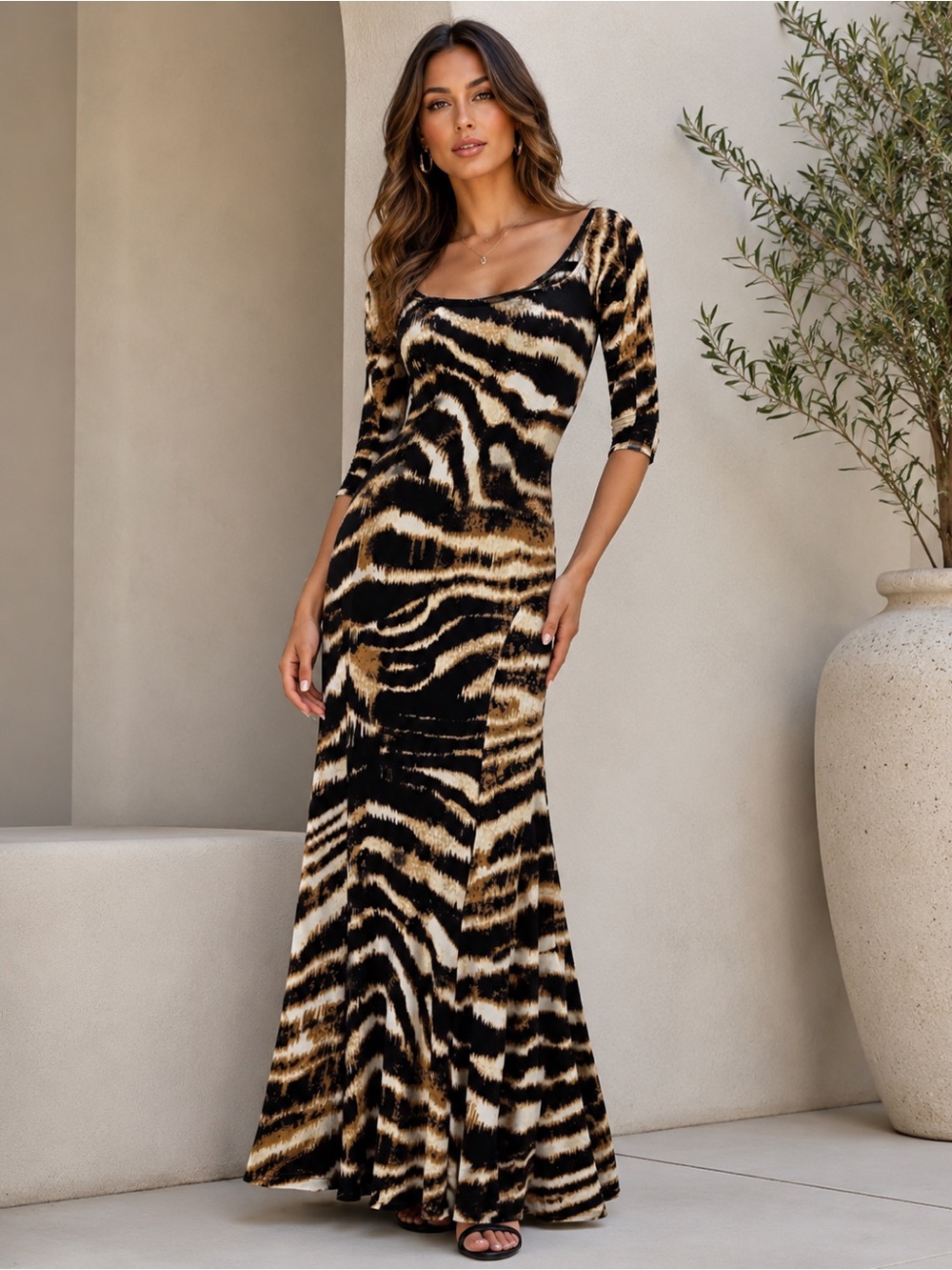 Stylish Zebra Print Off-Shoulder Dress